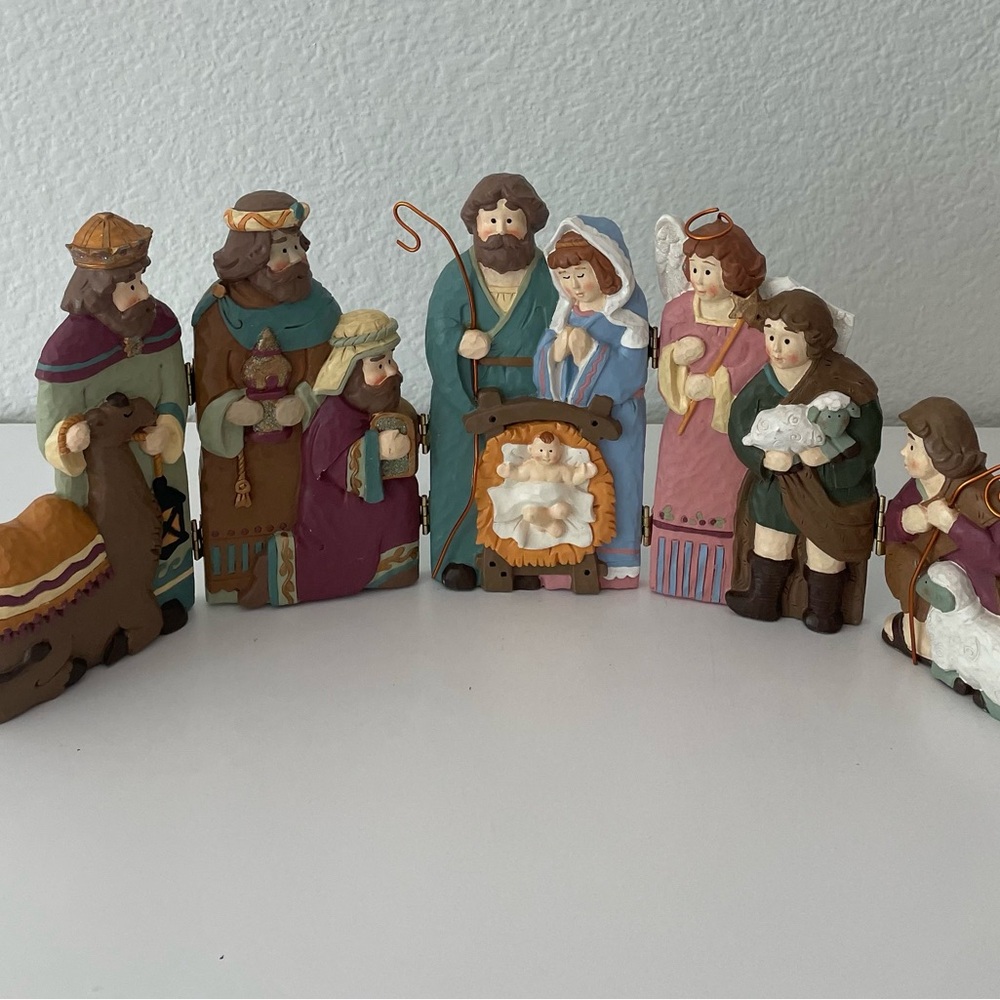 Hand-Painted Nativity Figurine Set - Multi-Color
